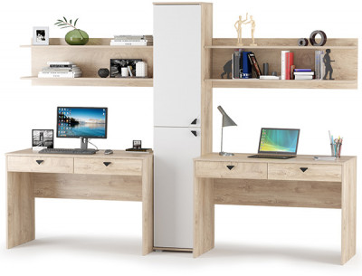 КР100 Бостон № 05, цвет дуб эндгрейн элегантный/фасады МДФ милк рикамо софт, 12.69+09.132+13.154+12.69+09.132, ШхГхВ 269х57,2х194,4 см., ун. сб.