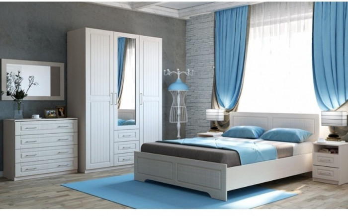 Модульная спальня Кэт-6 Кантри, композиция 1 (Бодега белая/Сандал белый)