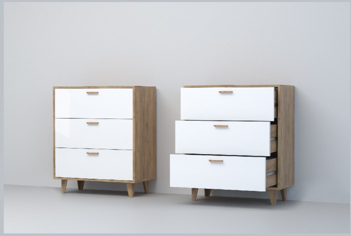 Эго Комод К-3 НГ (Камень Темный/Дуб Крафт Золотой)