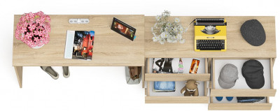 Мори Стол письменный МСП1200.1 + Комод МК1200.6, цвет дуб сонома, ШхГхВ 240,8х50х76,6 см., универсальная сборка