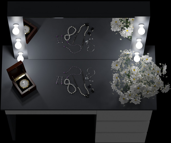 Стол косметический с подсветкой Сура, графит/белый