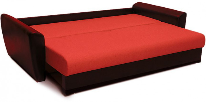 Диван-кровать Амстердам, 150х195, раскладной, еврокнижка, независимый пружинный блок, рогожка/экокожа, красный