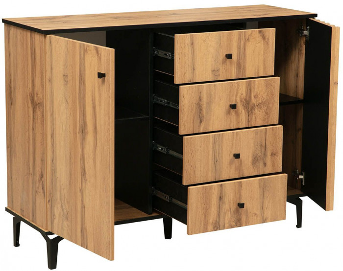 Модульная гостиная Либерти 1 (опора h150) Дуб вотан/Черный