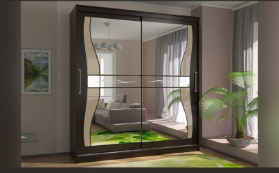 Шкаф-купе Комфорт 12 Прайм с фигурными зеркалами 2000 (2000 мм, Венге)