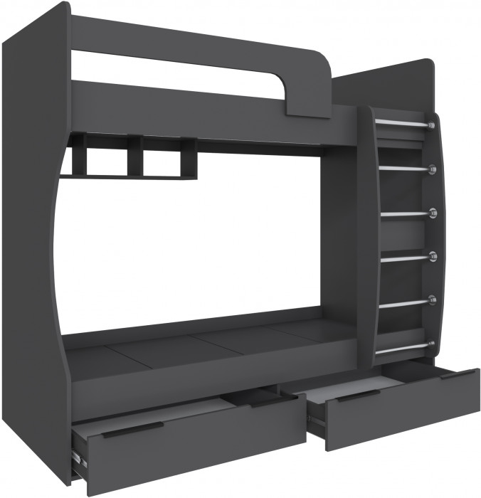 Кровать Мадрид (0,8) двухярусная, Графит серый