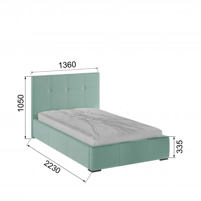 Рио Кровать интерьерная 120 мятный квадрат, ортопед