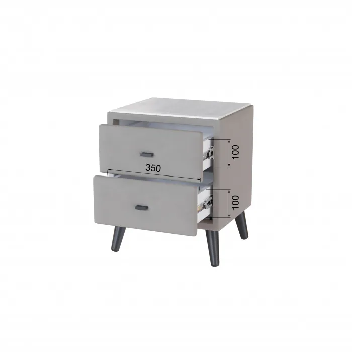 Тумба прикроватная интерьерная Пай светло-серый/мдф холст белый