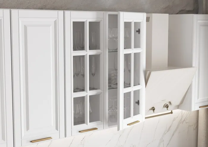 Кухня Престиж Голд 2,0/900м (490), компоновка №3, Белый/Браш вайт