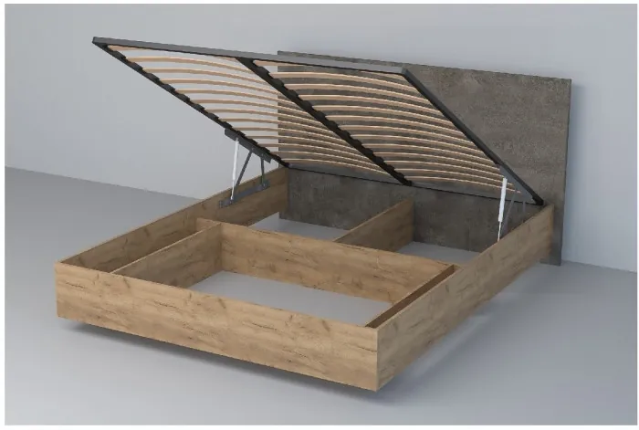 Кровать 1,4 арт.031 (ЛДСП) ПМ. (Бетон Светлый/Белый Глянец)