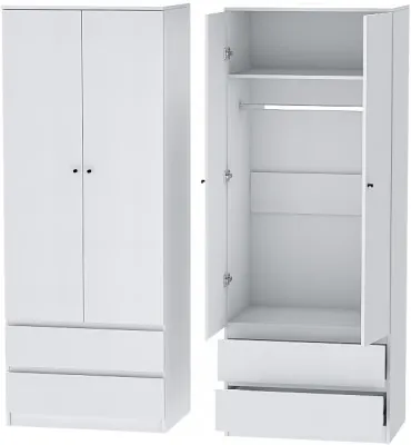 Кэт-1 Шкаф 2-х створчатый, Белый/Белый