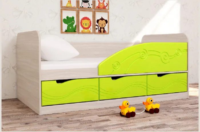 Кровать Бриз-4 80х160 Волна (Антарктида/Белый/Левый)