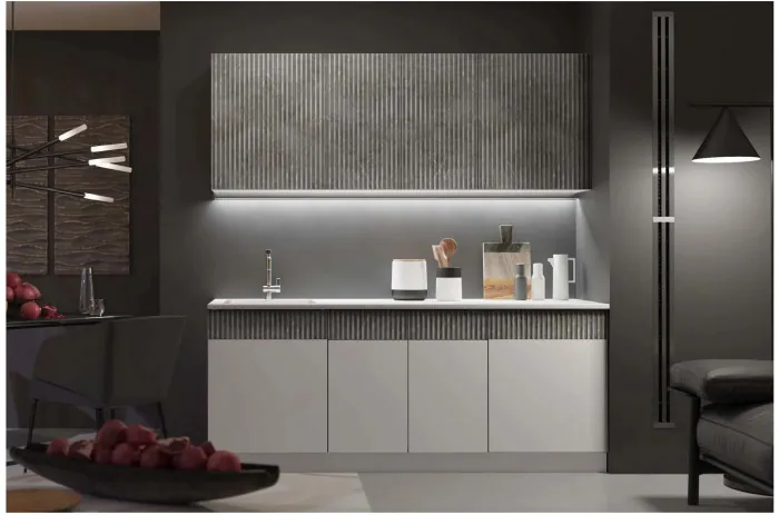 Кухня МДФ Оливия 2000 (Шарли Пинк/Шарли Бриз, Белый)