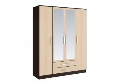 Фиеста Шкаф четырехдверный, венге/дуб беленый