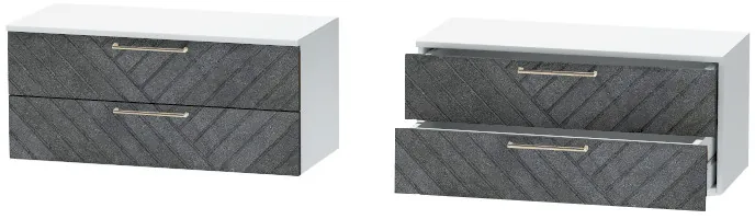 Тумба-5 прикроватная подвесная "Иннэс-7", Белый/Бетон графит