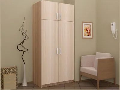 Шкаф распашной 2 двери штанга+полка (Ясень шимо темный / светлый)