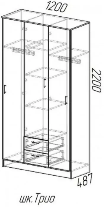 Трио Шкаф трёхдверный, Венге / Лоредо