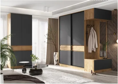 Модульная прихожая, комп.4 (Графит, Крафт золотой)