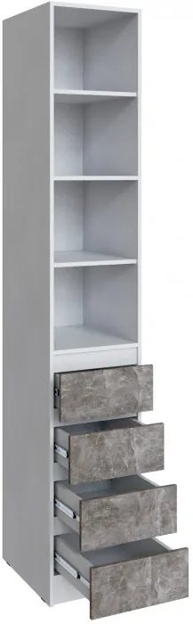 Шкаф Мадрид (0,4) с 4 ящ. без ручек, Белый/Ателье светлое