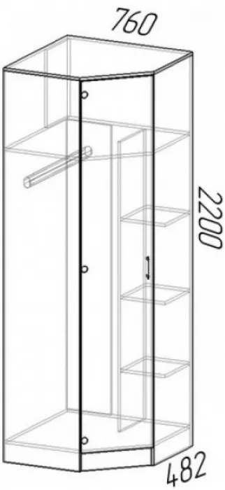 Шкаф угловой ЛДСП Эра, вотан/Белый глянец