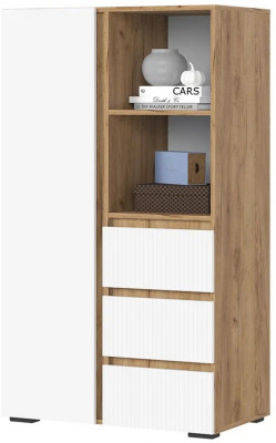 Хелен ШК 03 Шкаф (0,802х1,414х0,460) белый супермат, белый/дуб крафт золото