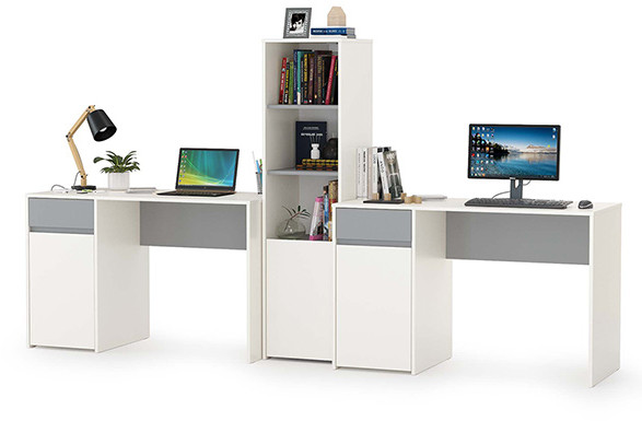 Торонто Компоновка № 15, цвет белый шагрень/стальной серый, ШхГхВ 280х53,1х149,7 см., универсальная сборка