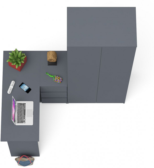 Мори компьютерный стол МС-16 правый + Шкаф МШ800.1, графит