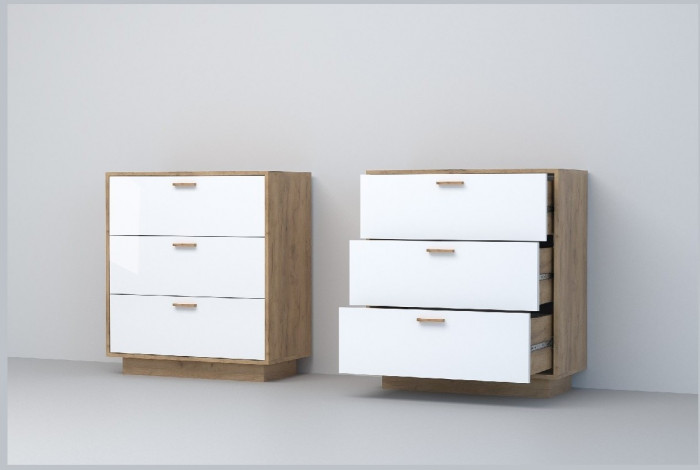 Эго Комод К-3 ПД (Глянец Белый/Бетон Светлый)