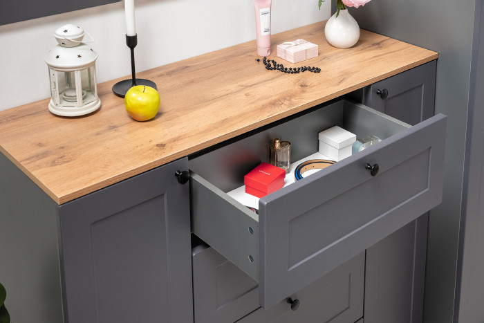 Остин Прихожая 09, цвет серый графит/дуб крафт золотой, ШхГхВ 160х54,3х229,6 см., универсальная сборка