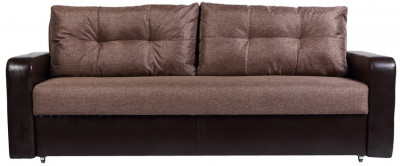 Диван-кровать Дублин 160х195, еврокнижка, рогожка/экокожа, коричневый