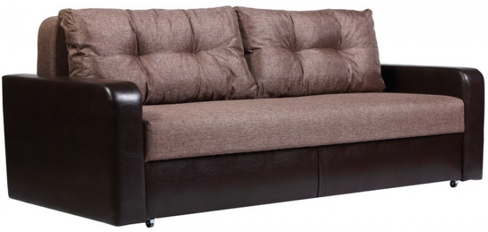 Диван-кровать Дублин 160х195, еврокнижка, рогожка/экокожа, коричневый