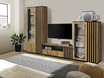 Модульная гостиная Либерти 5 (опора h20) Дуб вотан/Черный