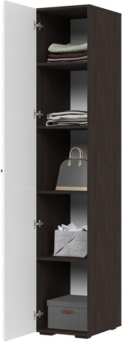 ЛИБЕРТИ ШК 01 Шкаф 400 (400х2100х500) Фасад МДФ БЕЛЫЙ ГЛЯНЕЦ/Корпус ВЕНГЕ