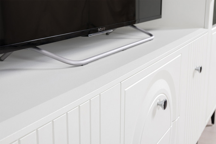 Валенсия Гостиная № 085, цвет ЛДСП белый шагрень/МДФ белый шагрень, ШхГхВ 405,3х38,3х225,2 см., универсальная сборка