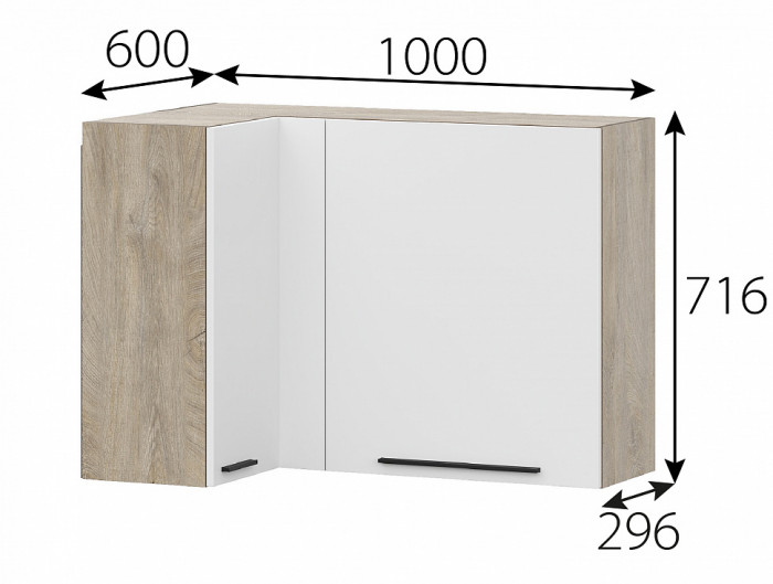 КГ Этна Шкаф навесной угловой 1000 Софт Вайт