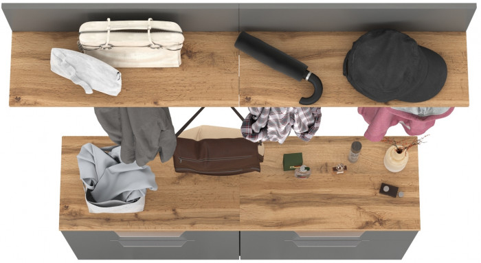 Октава Прихожая 07, цвет серый графит/дуб крафт золотой/фасады МДФ серый графит, ШхГхВ 129,8х35,4х197 см.