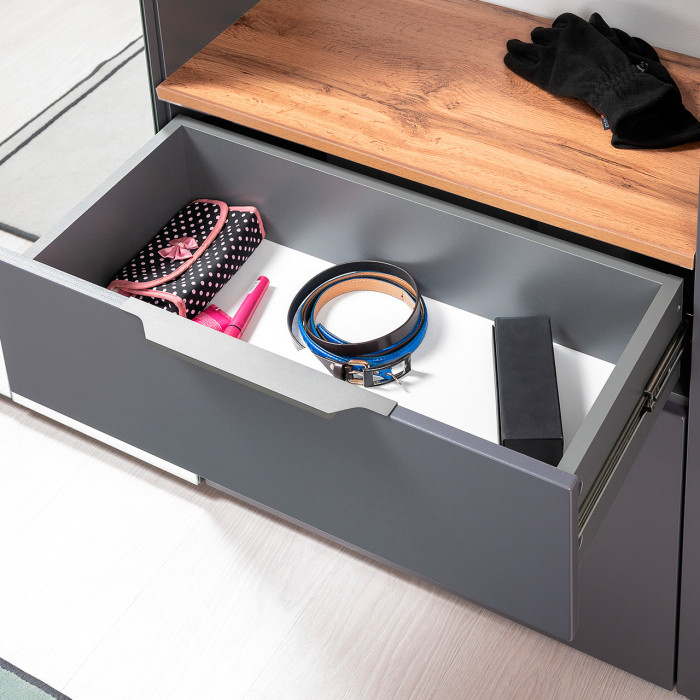 Октава Прихожая 07, цвет серый графит/дуб крафт золотой/фасады МДФ серый графит, ШхГхВ 129,8х35,4х197 см.