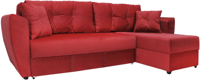 Диван-кровать угловой Амстердам Люкс, 150х200, еврокнижка, велюр, красный
