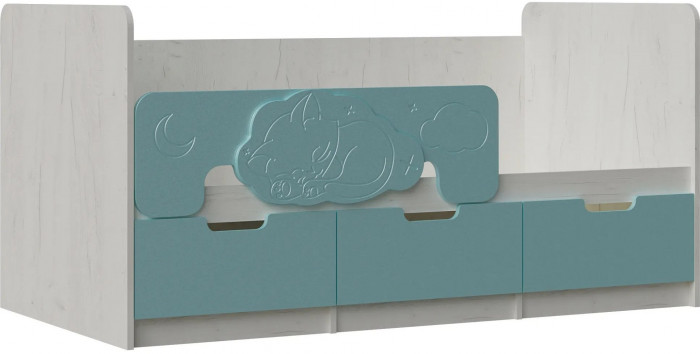 Юниор-4 Кровать 80х160 (Крафт белый, Шарли белый)