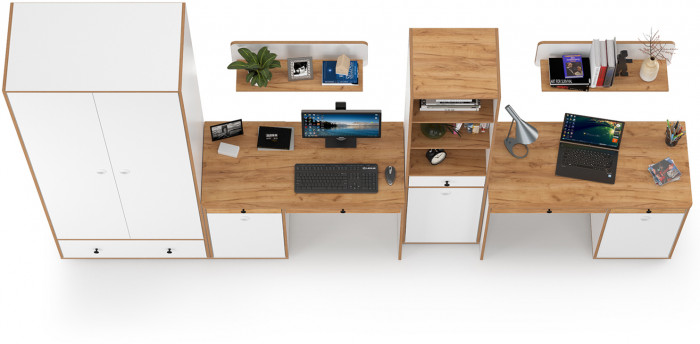 Вуди Компоновка № 30, белый премиум/дуб крафт золотой