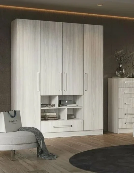 Пион Шкаф 4-х створчатый, Сандал светлый