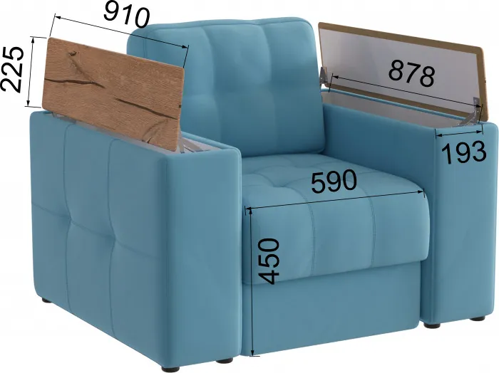 Кресло Нави, Светло-голубой/Дуб канадский