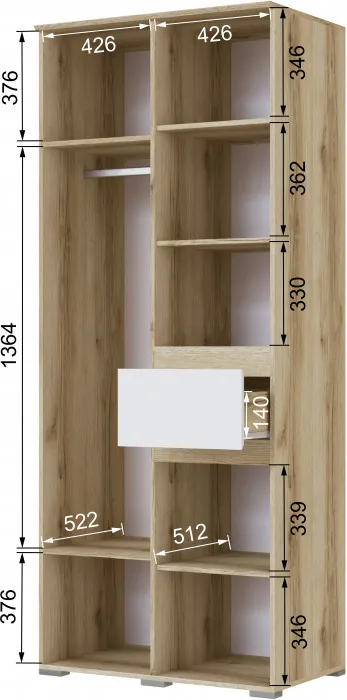 Плейона Шкаф 2-х створчатый, делано/белый