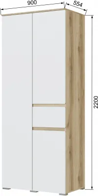 Плейона Шкаф 2-х створчатый, делано/белый