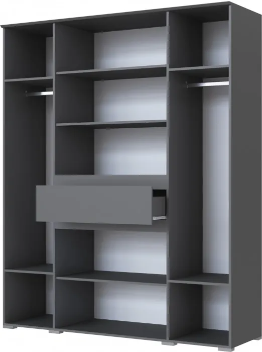 Плейона Шкаф 4-х створчатый графит серый