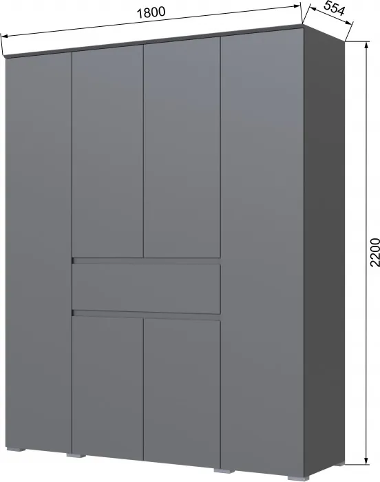 Плейона Шкаф 4-х створчатый графит серый