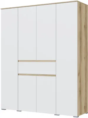 Плейона Шкаф 4-х створчатый делано/белый