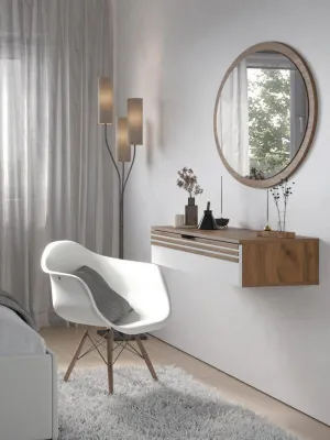 Туалетный столик + Зеркало Нао, Дуб вотан/Белый