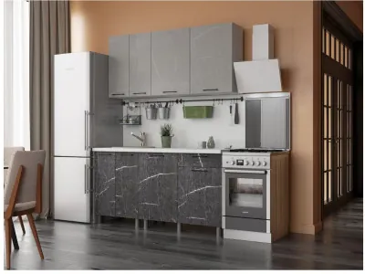 Кухонный гарнитур Марбл 1,6м Мрамор лайт/Мрамор дарк
