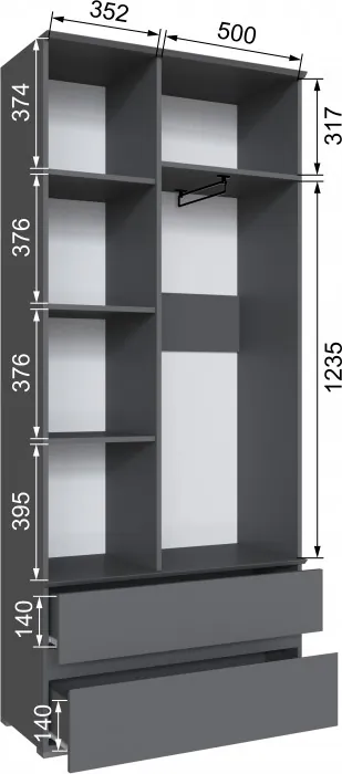 Плейона Шкаф графит серый
