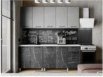 Кухонный гарнитур Марбл 2,0м Мрамор лайт/Мрамор дарк